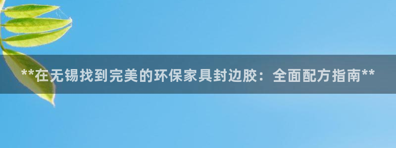 杏耀代理连接：**在无锡找到完美的环保家具封边胶：全面配方指